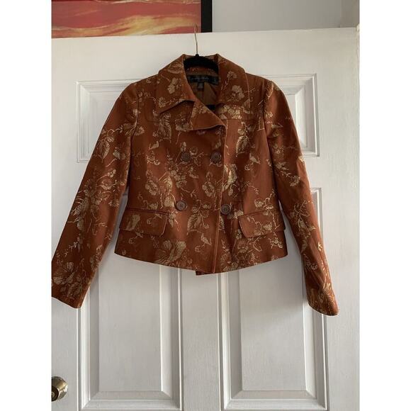 Apostrophe Luxury is a State of Mind women blazer Brown Gold Floral Size 2 - Picture 1 of 6